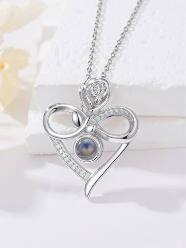 Dorunmo Personalized Photo Projection Necklace 925 Sterling Silver Heart/Celtic Knot/Infinity/Cross Pendant Necklace Jewelry Romantic Gifts for Women2