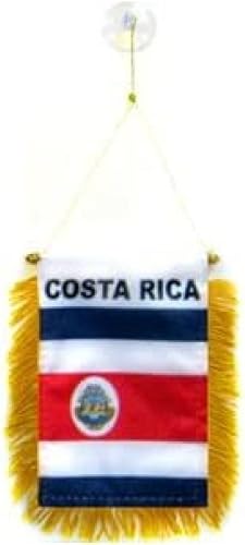 AZ FLAG Mini banner de Costa Rica de 6 x 4 pulgadas, banderín costarricense de 5.9 x 3.9 in, mini pancartas de 4 x 6 pulgadas con ventosa