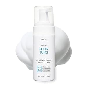 Etude House SoonJung pH 6,5 Peitschenreiniger 5,1 fl. Unze. oz. (150ml) 21AD| Nicht komedogener und hypoallergener Soft Bubble Hydrating Facial Cleanser für empfindliche Haut