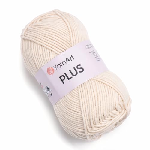 Image of YarnArt Plus Soft Cotton Blend Yarn - 100g (3.5oz) 160m (174yds), 55% Cotton 45% Acrylic - Worsted Weight #4 - Ideal for Amigurumi, Baby Projects, Knitting & Crochet - Durable & Smooth (5)