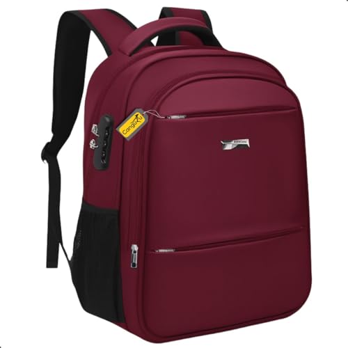 Mochila Bolsa Masculina Feminina Reforçada Semi Impermeavel Resistente Notebook Escolar Faculdade Viagem Trabalho Cadeado na lateral (Vermelho)