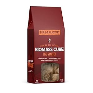 Fire & Flavor Biomass All-Natural Fire Starters – Eco-Friendly Fire Starters for Fireplaces, Campfires, Grills, and Wood Stoves – Odorless, Chemical-Free, and Clean-Burning Fire Starters