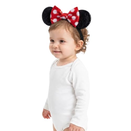 JIAHANG Adjustable Mouse Ears Sequin Bow Headband with Polka Dot, Party Festival Fashion Hair Band for Baby Girls Toddler, Kids Party Supplies