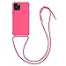 kwmobile Carcasa Colgante Compatible con Apple iPhone 12/12 Pro - Funda con Cuerda de TPU Mate en Rosa neón