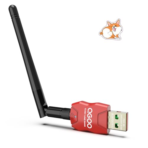 Class 1 Long Range Bluetooth Adapter for PC, QGOO USB Bluetooth Adapter for PC 5.3+EDR, Bluetooth Dongle Bluetooth Receiver Support Windows10/8.1/8/7?red-241?