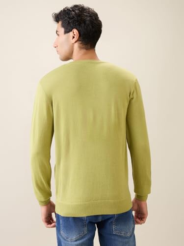 Image of Raymond Men Full Sleeve Regular Fit Solid Pattern Merino Wool Acrylic Blend V Neck V Neck Casual Sweater