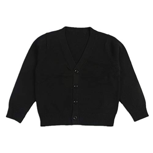 Little Kid Boy Girl Knit Sweater Cardigan Baby V-Neck Button Up Sweatshirt Coat Black 12-18M