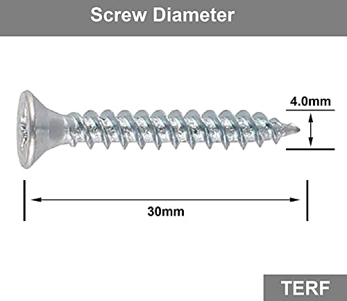 TERF® 4.0mm X 30mm Pozi Flat Double Countersunk Stainless Steel A2 (304) Screws For PVCu Wooden Timber Chipboard MDF and General Purpose Use Screw Size 4.0 X 30mm (No. 8 X 1.2) - Image 3