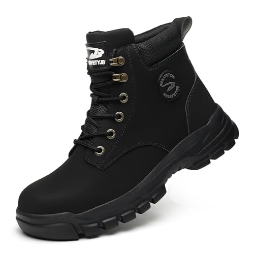 Steel Toe Work Boots for Men Women Lightweight Comfortable Waterproof Composite Toe Boots Slip Resistant Indestructible Wide Safety Shoes
