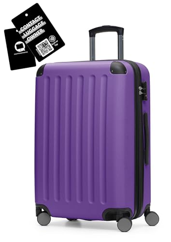 Hauptstadtkoffer Spree - Mittelgroßer Hartschalenkoffer + Digitaler Gepäckanhänger, TSA, 4 Rollen, Koffer, Trolley, Rollkoffer, Reisekoffer, Volumenerweiterung, 65 cm, 74 Liter, Lila