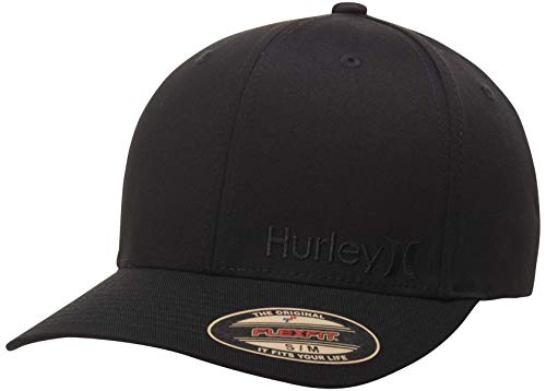 Hurley Men's Baseball Cap - Corp Stretch Fitted Hat, Size Small-Medium, Black/Black/Black