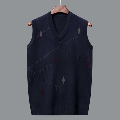 Sweater Vests for Men Business Casual Printed Knitted Sweaters Classic V-Neck Pullover Sleeveless Slim Fit Sweaters3