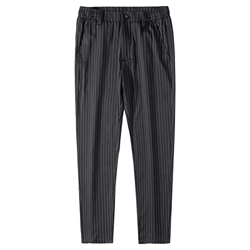 Pantalones casuales crop slim con rayas para hombre miniatura 1