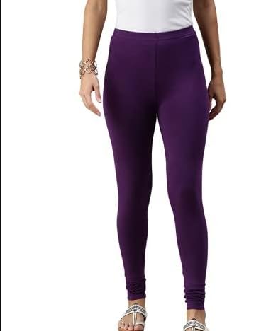 kanna fabric Stretchable Nylon Elasthane Fabric Ankle Length Shimmer Leggings for Women (Purple)-picture-40