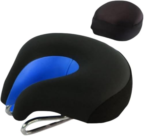 Honey Zone マウンテンバイク用 ノーズレス サドル 厚手クッション 衝撃吸収 快適 柔らか高反発 着脱簡単 自転車 男女兼用 通勤・通学・長距離に最適 MTB・ロードバイク対応 (ブルー)