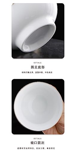 Image of Porcelain Gaiwan 8oz Teacup White Glazed Tureen Chinese Sancai Cover Bowl Lip Cup Saucer Set (Red Deer)