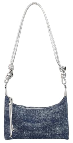 Fashion Sparkly Denim Dumpling Bag Adjustable Shoulder Strap Cross Body Bag Commuter Travel Handbag for Women 2025