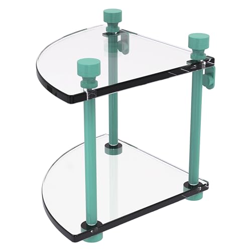 Allied Brass FT-3-SFG Foxtrot Collection Two Tier Corner Glass Shelf, Sea Foam Green