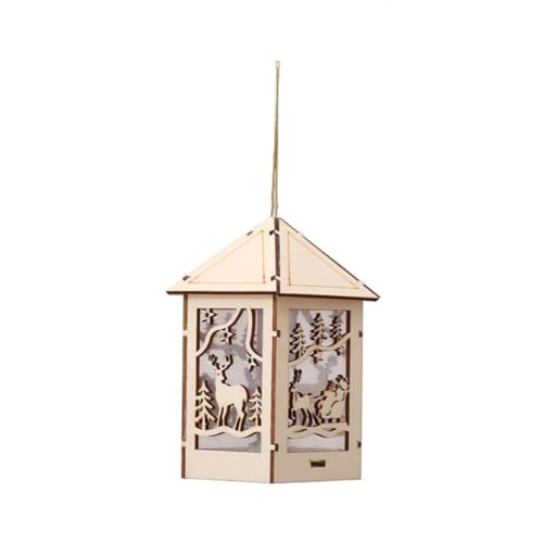 FUNOMOCYA Christmas Tree Decorations Wooden Cabin Ornaments Led Lights Unique Wall Decor Hanging Christmas Decor Perfect for Holiday Home