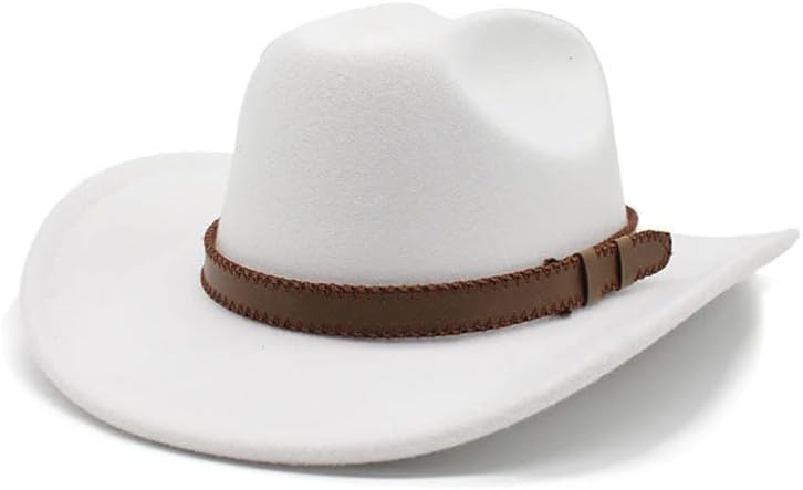 Classic Western Cowboy Hat, Black Felt with Brown Leather Band