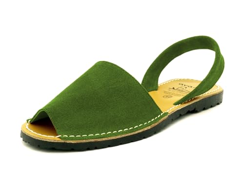Avarca Sandali in pelle da donna Abarca Menorquina Menorca Shoes, khaki, 8 UK