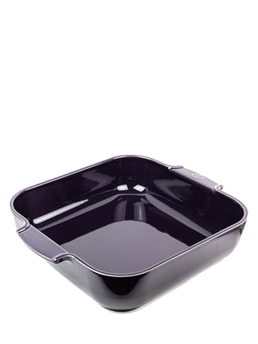 PEUGEOT - Quadratische Auflaufform aus Keramik - 36 cm (inkl. Griffe) x 31 cm x 8,2 cm - Fassungsvermögen: 5,4 L - 10 Jahre Garantie - Auberginefarben