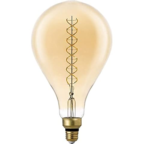 FLSNT LED Light Bulb Giant Edison Screw Filament Bulb,E27 Base 6.5W(40W Equivalent),Non-Dimmable,Amber White,PS160 Cover