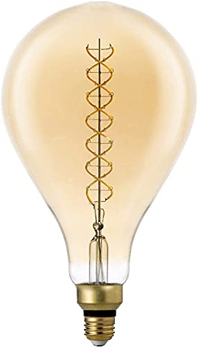 FLSNT Bombilla LED Vintage Edison E27, PS160 Retro Espiral filamento Decorativa Bombillas, 6.5W(40W equivalente), Blanco cálido 2200K, No Regulable, 1 Paquete Cover