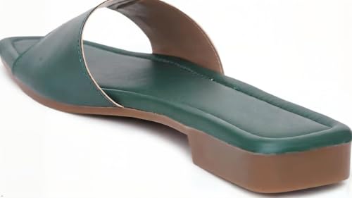 Image of Women's Square Toe Buckle Strap Flat Slides
