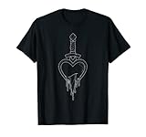 Neo Traditional Dagger and Heart Outline Tattoo T-Shirt