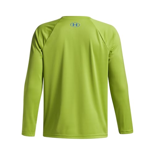 Under Armour Boys' Tech Big Logo Long Sleeve T-Shirt, (326) Green Vibe / / Blue Atlantis, X-Large Plus2