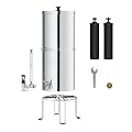 Waterdrop Gravity-fed Water Filter System with 2 Black Carbon Filters, Metal Spigot, Stainless Steel Stand and Water Level Spigot