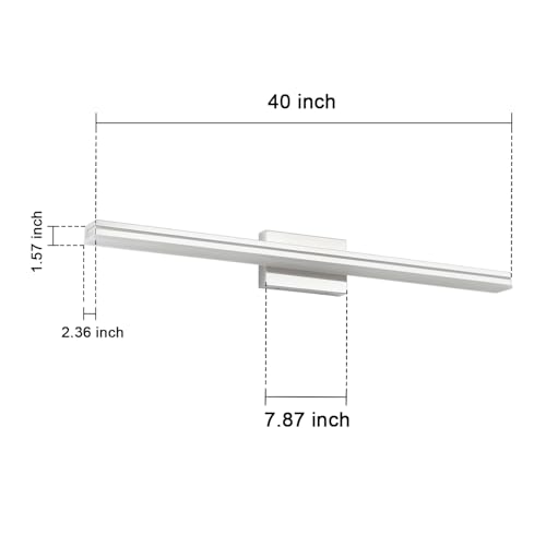 Image of SineRise 40-Inch LED Modern Bathroom Vanity Light Bar, Chrome Modern Acrylic Bathroom Wall Lighting Fixtures Over Mirror (Cool White 6000K)