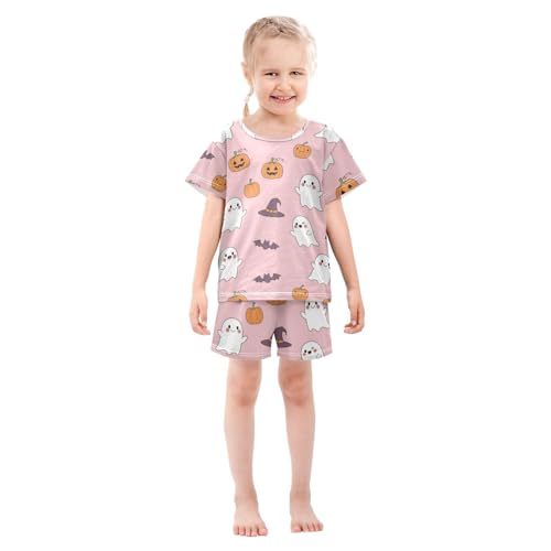 Pajama Short Sets Halloween Themed Cute Pattern Soft Cotton Summer Sleepwear 2 Piece PJS Size 5-14T4