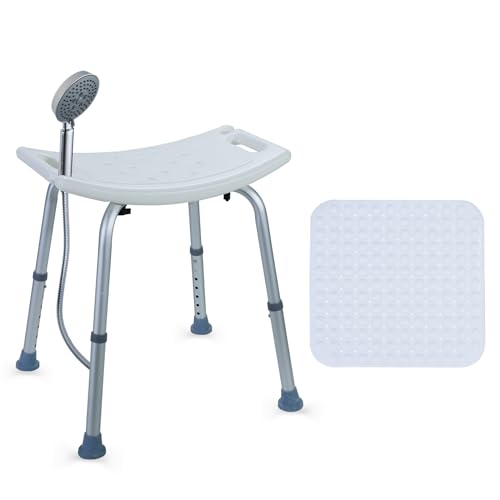 CCLIFE Silla de Ducha para Personas Mayores con Almohadilla Antideslizante Taburete de Ducha de Alta Gama de 120 kg Altura Ajustable Fácil de Montar Herramienta de Asistencia para la Ducha