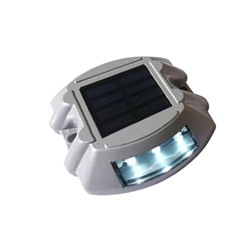 Waterproof LED Solar Deck Lights, 1 Pack Warning Step Lights Durable Driveway Dock Lights, Solar Driveway Marker Lights for Decor Step Pathway Backyard Garden (1, White Always on)