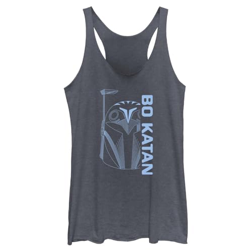 Star Wars Womens Bo Katan Helmet Racerback Tank Top Navy Heather