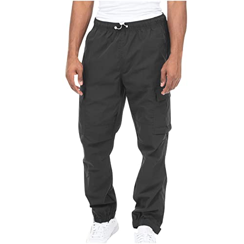 WENKOMG1 Mens Joggers Pants, Open Bottom Straight Leg Gym Workout Lounge Jogging Sweatpants with Pockets, S-5XL