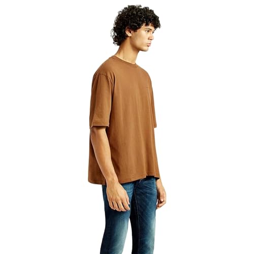 Image of Levi's Men's Solid Loose Fit T-Shirt (A7900-0043 Brown