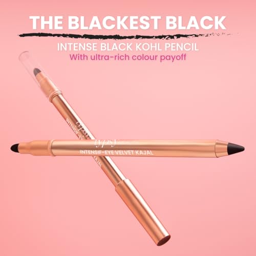 Image of Typsy Beauty Intensif-Eye Velvet Kajal Pencil for Women | One Glide Jet Black Waterproof Smudge Proof 24H Matte Kajal | Ophthalmologically Tested with Aloe Vera, Smudger & Sharpener | 1.5g