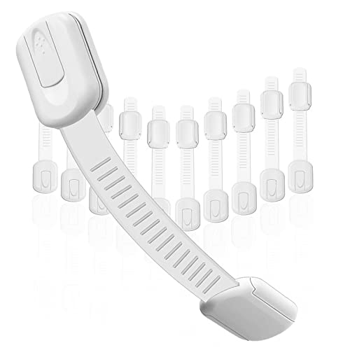 Lot de 10 serrures d'armoire de sécurité pour enfants, serrures de sécurité pour tiroirs de bébé, serrures de porte de sécurité réglables Cover
