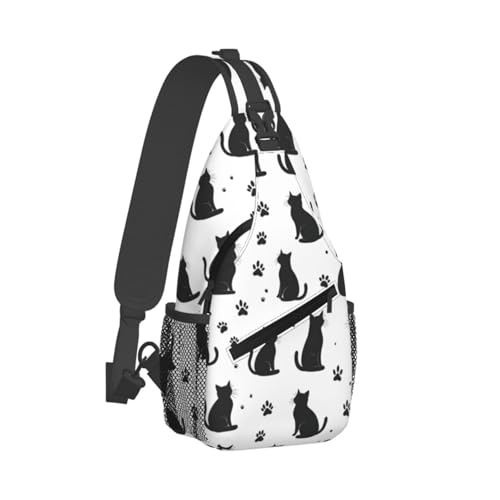 Sac à bandoulière noir patte de chat, sac à dos compact pour voyager léger et marcher