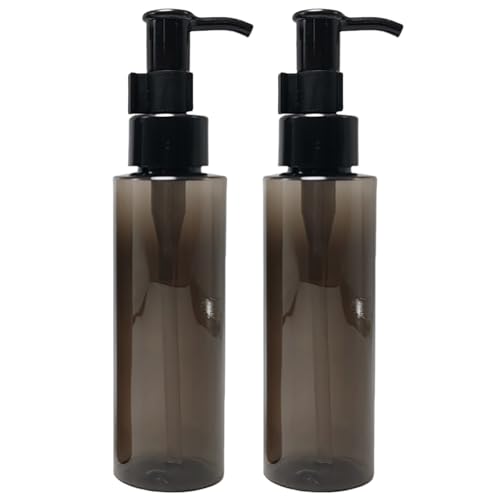 2 frascos de loção recarregável de plástico preto de 100 ml com trava de viagem, recipientes de tama