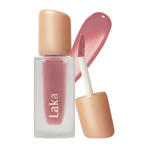Laka Fruity Glam Tint | Glowing Korean Lip Tint with Hydrating Lightweight Texture | Buildable Color, Non-Sticky High Shine Gloss | K-Beauty Korean Makeup | #124 Maro, 0.15oz