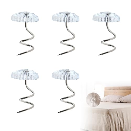 100Pcs Bed Skirt Pins, 10mm Clear Head Twist Pins for Sofa Covers, Upholstery, & Fabric – No-Slip Furniture Fasteners for Sheets, Car Interiors, Garage Insulation