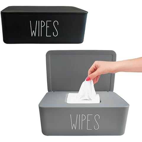 Moorfowl 2 Pack Baby Wipes Dispenser for Bathroom,7.28" L * 4.80" W * 2.75" H, Flushable Wipes Holder Container Sleek Funny Nursery and Baby Registry Essential Cover