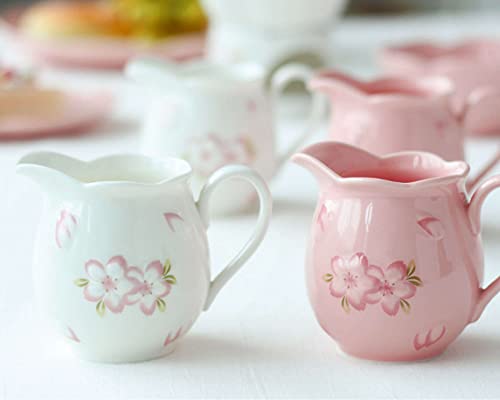 Cukiernica, pojemnik na przyprawy, ceramiczna miska na cukier, zestaw do serwowania kawy, dzbanek do śmietany - różowy dzbanek na mleko, różowy dzbanek na mleko + cukiernica, z pokrywką i dzbankiem na
