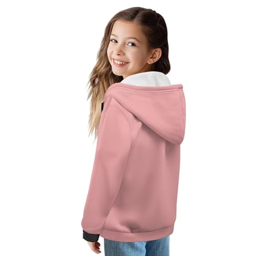 Girls Zip Up Hoodies for Kids Fleece Lined Hooded Sweatshirt Long Sleeve Fall Jacket Warm Winter Clothes Size 6-162