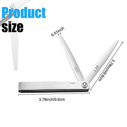 Hotop 13 Blades Steel Feeler Gauge Tapered Feeler Gauge Set Stainless Steel Dual Marked Metric and Imperial Measuring Tool for Measuring Gap Thickness or Width(0.05-1.00 mm)