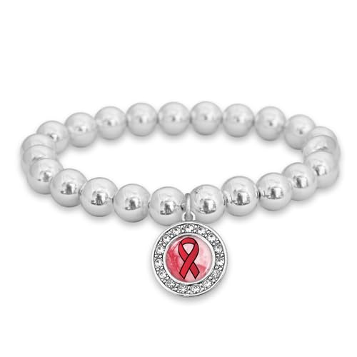 Red Ribbon Sickle Cell Awareness Abby Stretch Bracelet Jewelry Gift